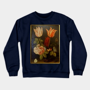 Flowers and Butterflies by Willem Van Aelst c.1670 Crewneck Sweatshirt